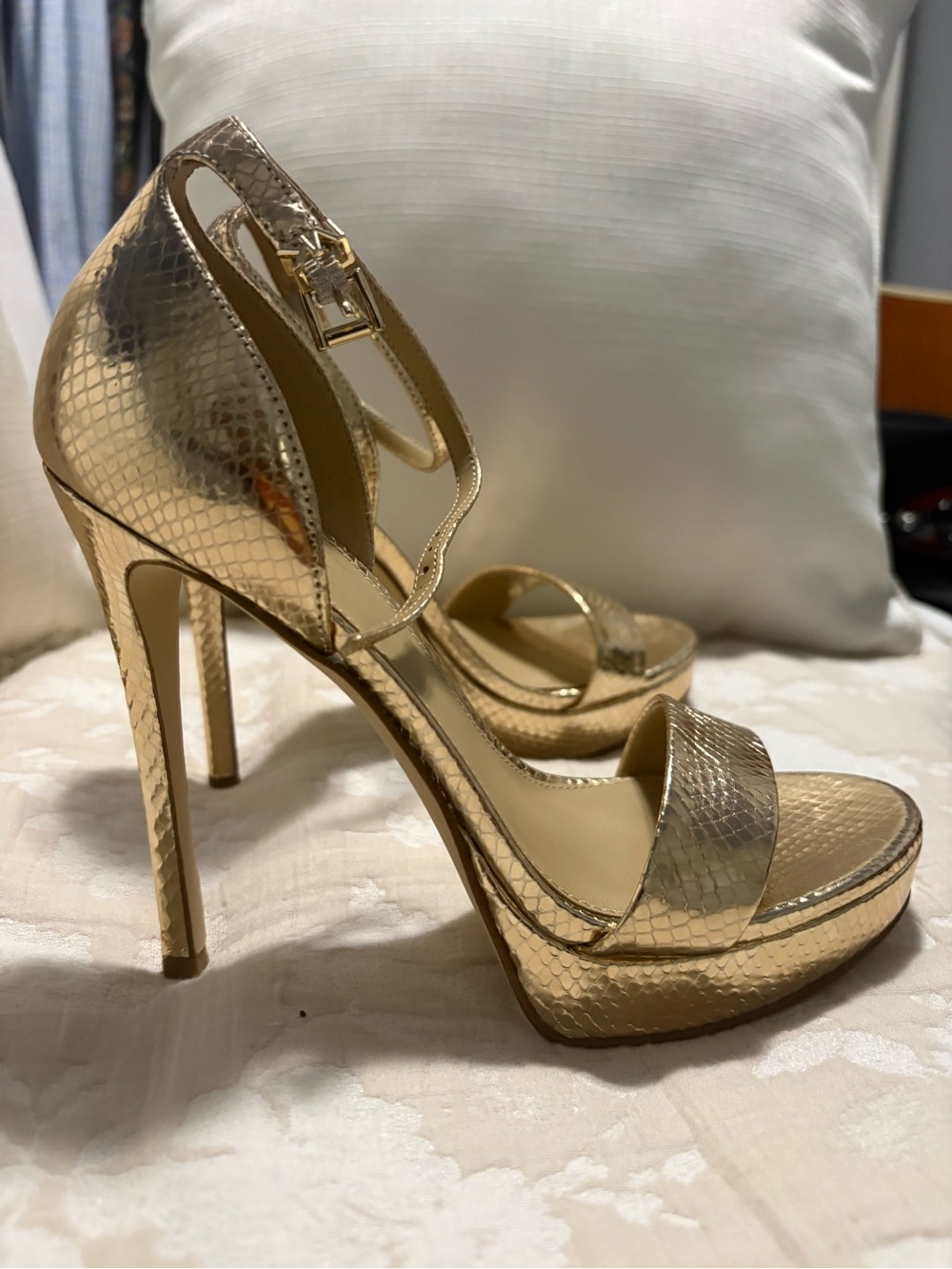 Michael Kors Gold High Heel Platform Sandals - Women